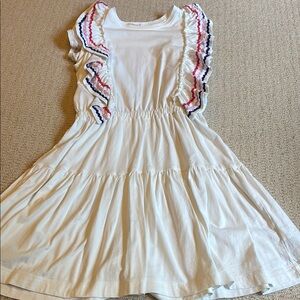Crewcuts White Dress with Colorful Ruffle Trim